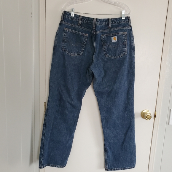 Carhartt Lined Jeans Women's 14 Blue With Plaid Lining Workwear - Picture 5 of 14